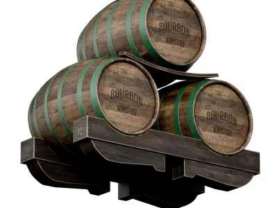 Wooden barrels 3D model shop