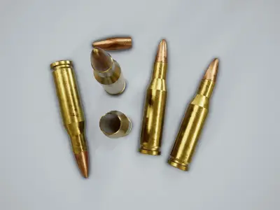 Cartridge Bullet PBR Game Ready Low-poly 3D model