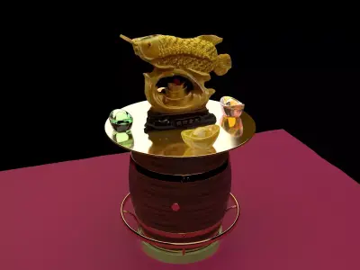  Chinese golden fish statue  3D model purchase