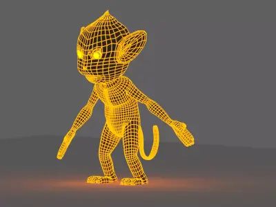 Low poly monkey textured and rigged Low-poly 3D model