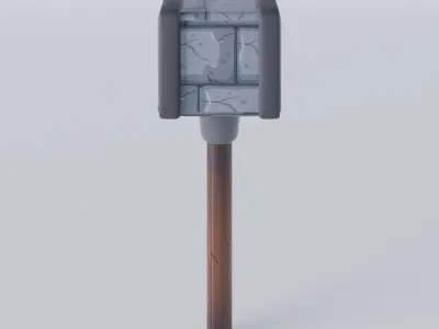 low poly stone hammer Low-poly 3D model