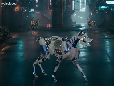 Futuristic Police Robot Dog Walking Pose 3D model