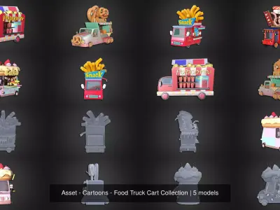 Asset - Cartoons - Food Truck Cart Collection 3D Model Pack purchase