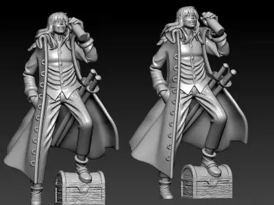 Captain John - Rocks Pirates - ONE PIECE - split part 3D print model