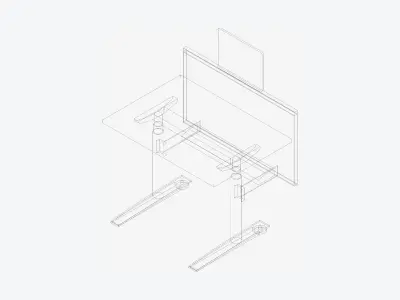 Desk - Single - Officetec - Modela - Linear - Adjustable Height Low-poly 3D model