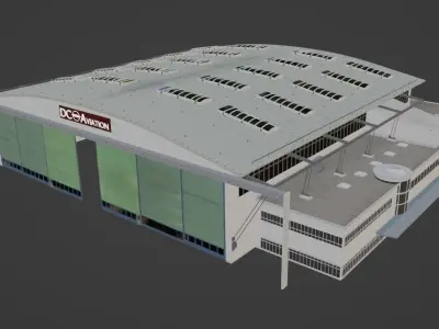 Stuttgart airport part Low-poly 3D model