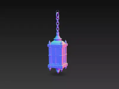 Medieval Hanging Lantern with Candle - PBR Low Poly Game Ready Low-poly 3D model
