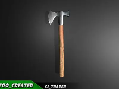 Medieval Axe Lowpoly 3d model Low-poly 3D model