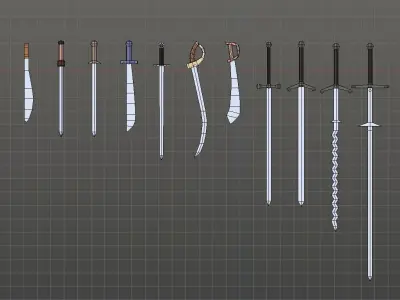 Low poly swords pack Low-poly 3D model