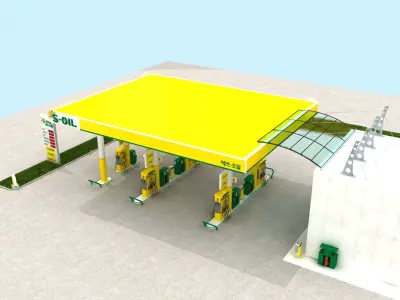 S-Oil Korean Gasoline Station High Detail 3D model