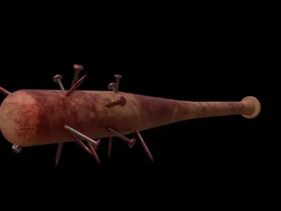 baseball bat nailed  Low-poly 3D model