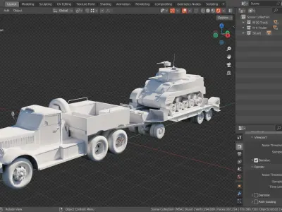 M19 Tank Transporter-Stuart Tank  Base Mesh Model Low-poly 3D model