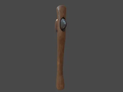 LowPoly StoneAxeCelt wooden handle Low-poly 3D model