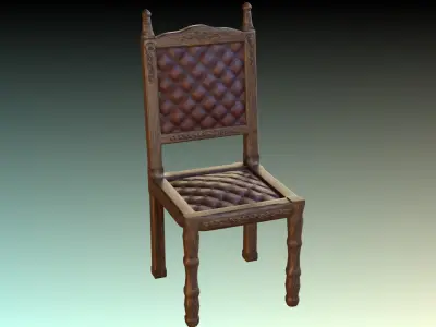 Antique Dining Chair Low-poly 3D model