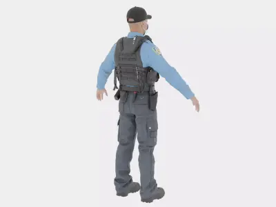 Police Male Fully  Rigged 3D Character Model 3D model