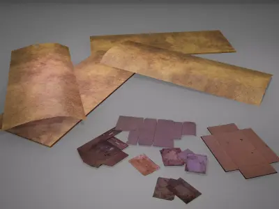 Garbages Game Ready set of pieces of paper Low-poly 3D model