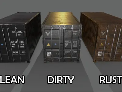 PBR 20 ft Shipping Cargo Container Version 2 - Black Low-poly 3D model