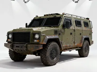 Realistic Weathered Armored Tactical SUV 3D Model Low-poly 3D model