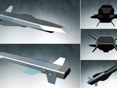 HyperStorm futuristic missile in stages of development Free 3D model