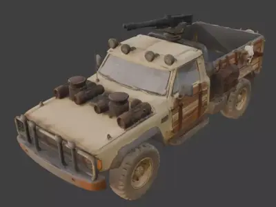 Post-Apocalyptic Outlaw Battle Truck 3D Model Low-poly 3D model