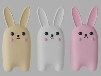 Cartoon Cute Bunny Rabbit 3D model purchase