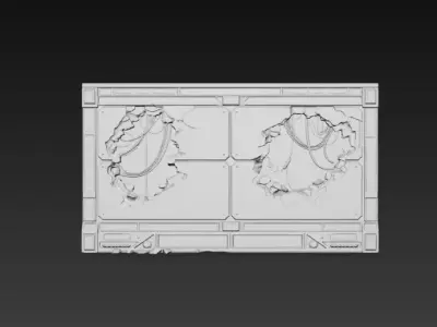 Sci-Fi Damaged Industrial Wall Panel - PBR Low Poly Game Ready Low-poly 3D model