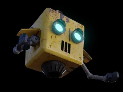 SquareBot robot with eyes Low-poly 3D model
