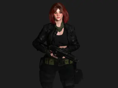 AAA 3D REALISTIC FEMALE CHARACTER - GUN SHOOTER MILITARY GTA Low-poly 3D model