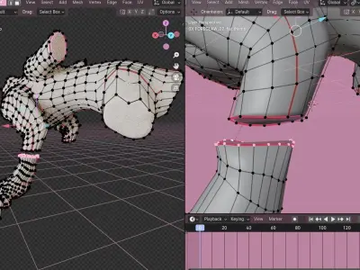 Dragon Body Parts Base Meshes Low-poly 3D model