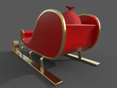Santa Claus sleigh 3D model 3