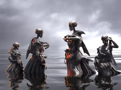 Scull Ghosts Sculptures cluster 1  3D model