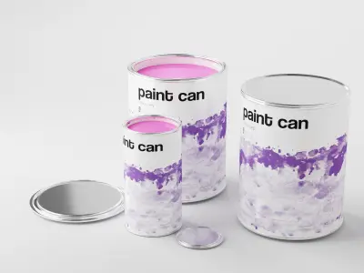 Paint Can Set Low-poly 3D model
