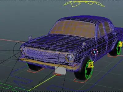 Russian old car Volga Free low-poly 3D model