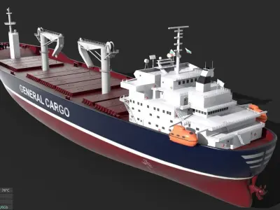 Cargo Ship 1  Low-poly 3D model