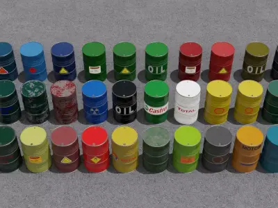 30 Barrel 3D models Low-poly 3D model