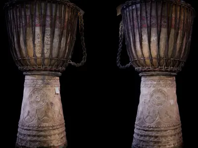 Djembe drum with piece of paper Low-poly 3D model