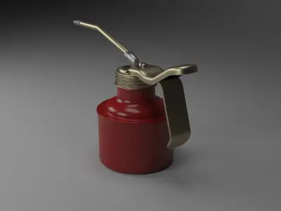 Metal oil can in red and gold color 3D model