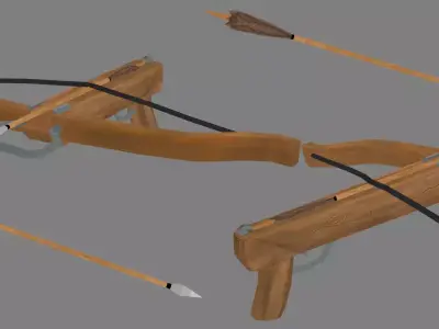  Low Poly Stylized Bow Crossbow Arrows  Quiver Pack Low-poly 3D model