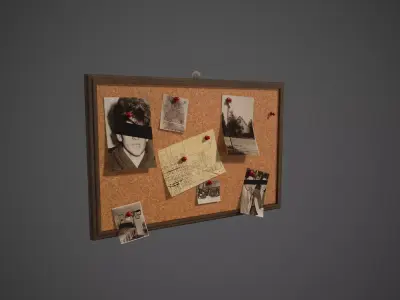 Detective Pinboard Low-poly 3D model