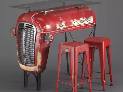 Vintage Design Bar Low-poly 3D model
