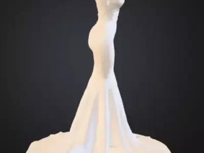 Evening Elegance Dress of Grace and Timeless Beauty  Low-poly 3D model