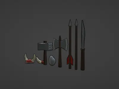 MEDIEVAL OR VIKING SET Low-poly 3D model
