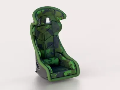 Racing Sport Seat V01  Green Camo Low-poly 3D model