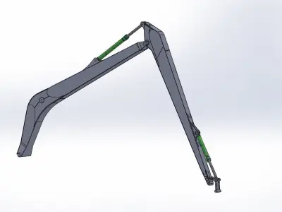 Long Boom  Arm Excavator Free 3D model