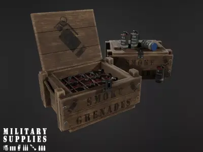 Military Supplies Pack - Smoke Grenade Boxes Low-poly 3D model