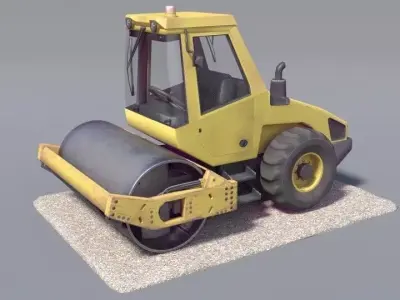 Steamroller old version Low-poly 3D model