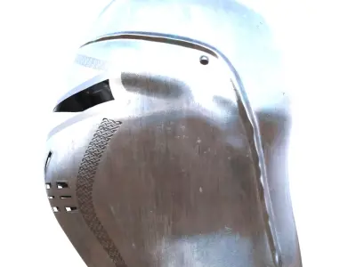 Medieval Knight Helmet Great Helm PBR Low Poly 3D Model Low-poly 3D model