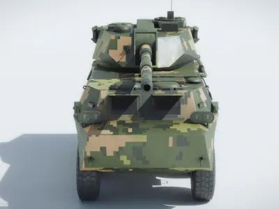 PLA PTL02 Wheeled Tank Destroyer Low-poly 3D model