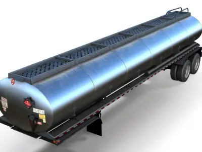 Fuel tanker trailer Low-poly 3D model