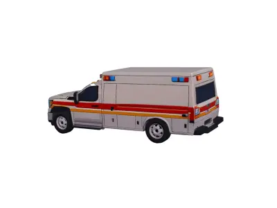 Low Poly Pickup Ambulance Emergency Vehicle PBR Texture Low-poly 3D model
